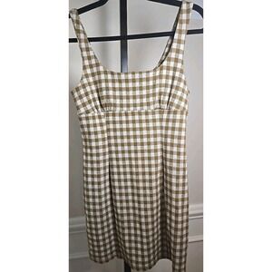 Altr'd State Womens Dress Mini Brown White Checked Dress‎ S Sleeveless Zipper